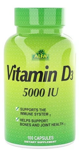 Alfa Vitamins, Vitamina D3, 5000 Iu  100 Cáps. 