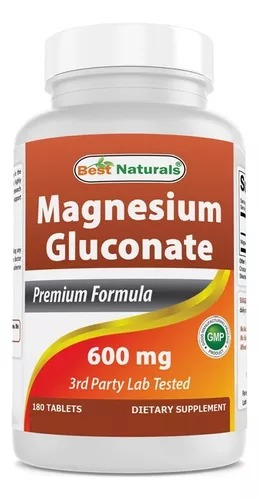 Best Naturals Magnesium Gluconate 600mg 180 Tabletas. 