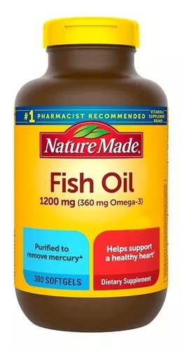 Omega 3, Fish Oil 1200 Mg, Nature Made, 300 Cáps.  Blandas