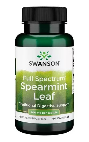 Swanson Spearmint Leaf 400mg. Hoja De Hierbabuena, 60 Cáps. 