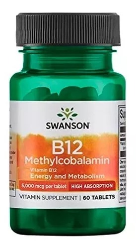 Swanson Vitamina B12 Methylcobalamin 5000 Mcg 60 Tabletas. 