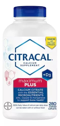[23K032] Bayer, Citrato de Calcio Máximo Plus + D3, 280 Tabletas.