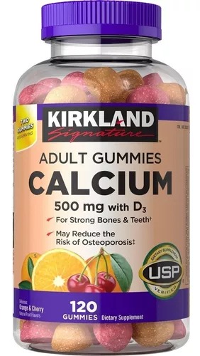 [1051972] Kirkland Calcio 500 Mg con D3 Adulto 120 Gomitas.