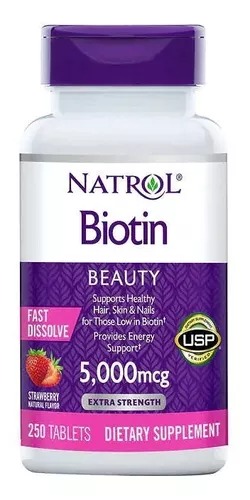 [818506] Natrol Biotina 5,000 mcg  250 Tabletas. Sabor Frutilla