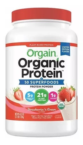 [1605819] Orgain Proteína Orgánica, Base Plantas, Frutilla   1.20kg