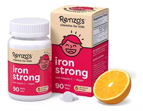 [SRN007] Renzo's Iron Strong Vit. C Y Fierro Para Niños 90 Tabletas. 