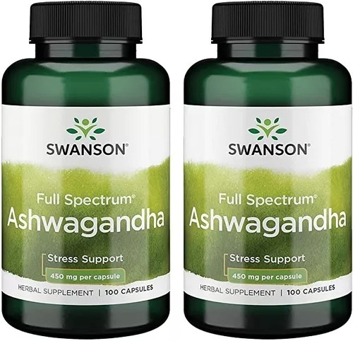 [SW957X2] Swanson Ashwagandha Full Spectrum 450 Mg, 100 Cáps.  Pack 2x