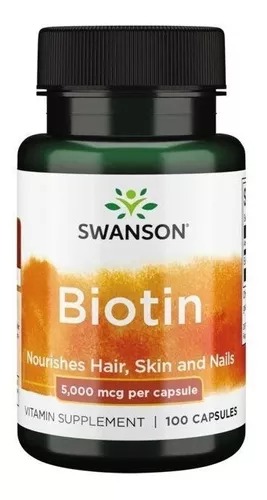 [SW877] Swanson Biotina 5000 Mcg 100 Cáps.  Salud Del Cabello, Piel 