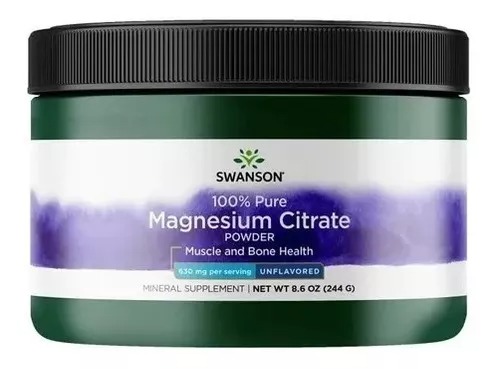 [SW1754] Swanson Citrato De Magnesio En Polvo %100, Pote 244 Gm