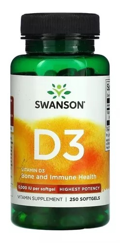 [SW1371] Swanson Vitamina D3 5000 Ui, 250 Cáps.   Mayor Concentración