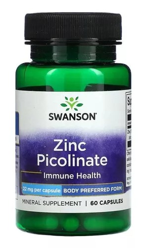 [SW1113] Swanson Zinc Picolinate Immune Health 22 Mg 60 Cáps. 