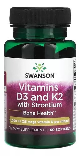 [SW1804] Swanson, Extra Strength Vitaminas D3 Y K2. 60 Cáps. 
