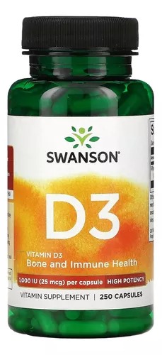 [SW1030] Swanson, Vitamina D3, 1000 Ui 25 Mcg 250 Cáps. 